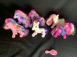 Hasbro 2007 My Little Pony MLP Lot Of 6 Brushable Hair Adorable With Brush - £19.28 GBP