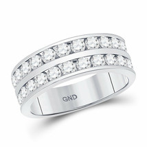 14kt White Gold Mens Round Diamond Double Row Wedding Band Ring 2 Cttw - £2,491.29 GBP