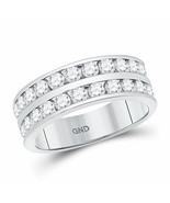 14kt White Gold Mens Round Diamond Double Row Wedding Band Ring 2 Cttw - £2,512.98 GBP