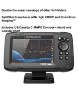 LOWRANCE HOOK REVEAL 5 COMBO W/SPLITSHOT TRANSOM MOUNT &amp; C-MAP CONTOUR™+... - $690.97 CAD