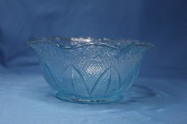 Floral Pattern Bowl Glass Vintage Princess House Capri Ice Blue - £14.63 GBP