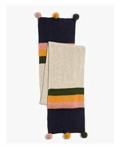 Madewell Women Pom Pom Colorblock Striped Merino Wool Scarf 70 3/4&quot; x 11 3/4&quot; - £31.60 GBP