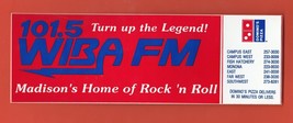 1990 101.5 WIBA FM RADIO STATION BUMPER STICKER DOMINO&#39;S PIZZA - $8.27