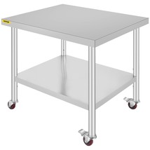 VEVOR 30x36x34 Inch Stainless Steel Work Table 3-Stage Adjustable Shelf ... - $134.63