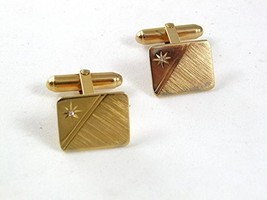 Vintage Goldtone &amp; Rhinestone ? Cufflinks 51517 - £14.98 GBP