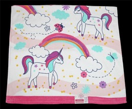 Kaleidoscope Whimsical Unicorn Ponies Rainbows Lady Bugs Velour BATH Towel - £31.89 GBP