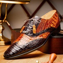 Men's Shoes Genuine caiman crocodile Luciano Brown / Cognac image 10