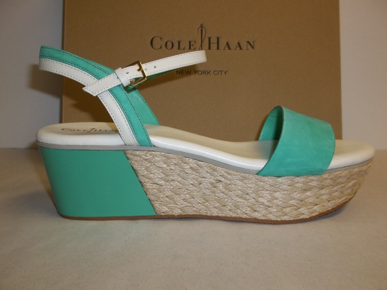 Primary image for Cole Haan Size 9 M ARDEN WEDGE Green Thumb Leather Sandals New Womens Shoes