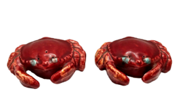 Salt &amp; Pepper Shakers Crab Glass Set 3.25&quot; x 2&quot; No Stoppers Ceramic - $16.69