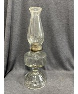 Antique Pat. 1925 Oil Lamp, Clear Pressed, Footed 17.5” Tall 6” Diameter... - £28.02 GBP