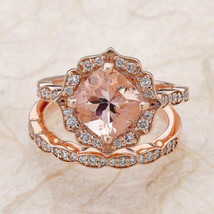 Cushion Cut Morganite Solitaire 14k Rose Gold Finish Bridal Engagement R... - €65,58 EUR