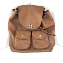 COACH Brown Pebbled Leather Rucksack Backpack Women’s Large Turn Lock 37582 - £73.51 GBP