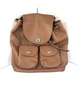 COACH Brown Pebbled Leather Rucksack Backpack Women’s Large Turn Lock 37582 - £73.51 GBP