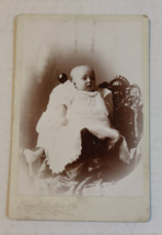 Vintage Cabinet Card Baby in White Gown by Liegel Cooper in New York - £18.27 GBP