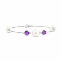 ANGARA Freshwater Pearl and Amethyst Bracelet for Women, Girl in 14K Solid Gold - £307.32 GBP