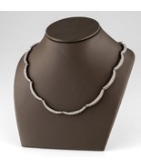 Gorgeous Sterling Silver Cubic Zirconia Wave Link Necklace 16&quot; - $9,511.73 MXN