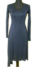 SWEET CLAIRE HI-LOW DRESS SIZE SMALL NAVY BLUE LONG LONG SLEEVED V-NECK ... - £10.98 GBP