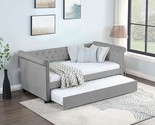 Twin Size Upholstered Tufted Daybed With Pull-Out Trundle, Modern Conver... - £862.28 GBP