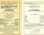 1947 New England Opera Theatre Programs La Boheme &amp; Idomeneo - £11.41 GBP