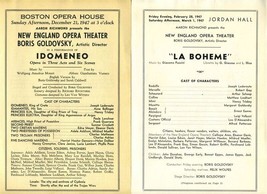 1947 New England Opera Theatre Programs La Boheme &amp; Idomeneo - £11.41 GBP