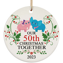 Funny Couple Elephant Ornament Christmas Gift 50th Wedding 50 Years Anniversary - £11.61 GBP