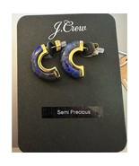  J. Crew Stone inlay half-hoop earrings harbor view blue new with tags - $371.16 MXN