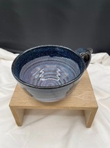 Alewine Pottery Studio Pottery Blue Speckle Purple Glaze Soup Cappuccino... - £19.16 GBP