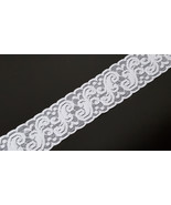 2-1/4 inch / 57mm wide - 11yd White Scalloped Flower Stretch Lace Trim L637 - £8.25 GBP