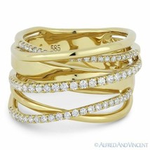 0.54 ct Round Cut Diamond Right-Hand Overlap Loop Wrap Ring in 14k Yellow Gold - £1,645.35 GBP