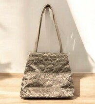 NINE WEST Silver Gray  satin flower- stitched  small hand Shoulder bag 1... - $20.26 CAD