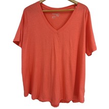 Women&#39;s Plus Size V Neck T-shirt ORANGE Super Soft Curved Hem Terra &amp; Sk... - $19.97