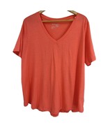 Women&#39;s Plus Size V Neck T-shirt ORANGE Super Soft Curved Hem Terra &amp; Sk... - £15.94 GBP