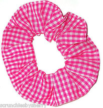 Pink White Gingham Checks Fabric Hair Scrunchie Scrunchies by Sherry - £5.58 GBP