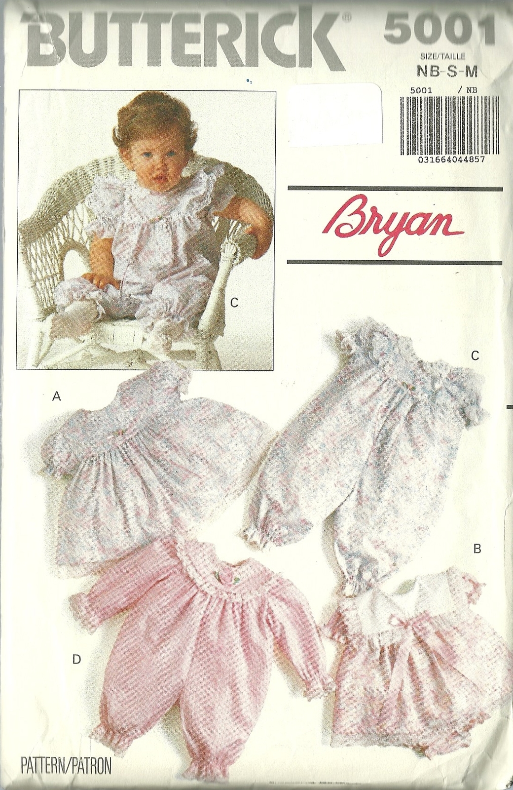 Butterick Sewing Pattern 5001 Girls Infant Dress Party Pants Romper NB S M New - $9.99