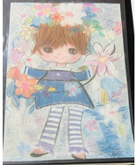 Original Pastel Art, StandingGirl With Flowers, By Ann Platt 16”X 12” Ci... - $33.81