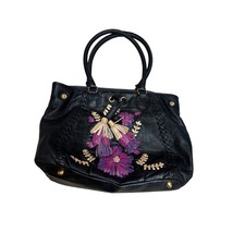 Isabella Fiore vintage leather tossled floral handbag purse SKU 3227 - $87.66