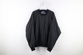 Vtg 90s Streetwear Mens L Waterproof Satin Striped Pullover Golf Rain Jacket USA - £39.07 GBP