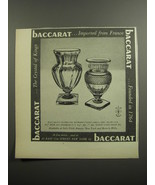 1952 Baccarat Vases Advertisement - £14.55 GBP