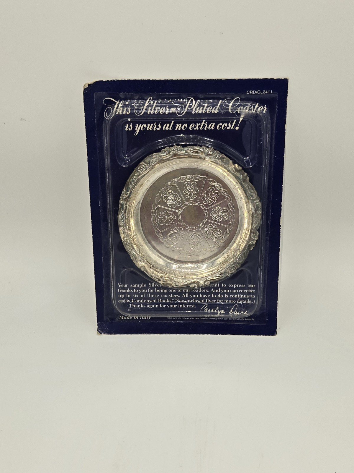 Readers Digest 1988 Silver-Plated 4&quot; Drink Coaster Made In Italy Carolyn... - $17.89