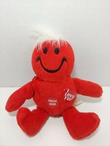 Small plush red smiley face doll I Love you heart giggle laughs talks wh... - £15.63 GBP