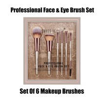 Premium Synthetic Bristle Professional Face &amp; Eye Brush Set Of 6 Makeup ... - $36.86
