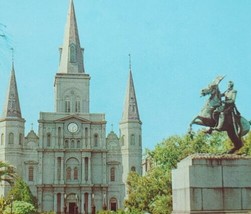 St Louis Cathedral and Jackson Memorial New Orleans Louisiana Vintage Postcard - £13.94 GBP