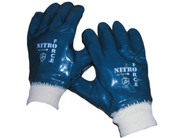 NITRO FORCE Premium Blue Dipped Nitrile With Knit Wrist, Sold by the Dozen - £35.13 GBP