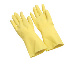 Latex 18 Mil Yellow Flock Lined Glove, Sold by the Dozen - £7.72 GBP