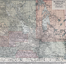 1917 Manitoba Province Map Atlas Of The World WW1 Era Canada History DWUU1B - $12.00