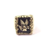 10k Yellow Gold Men&#39;s Eagle Ring With Black Onyx And Diamond Cuts - $9,042.96 MXN