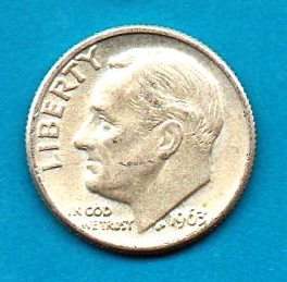 Primary image for 1963 D Roosevelt Dime - Silver -90% Very near Uncirculated