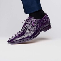 Cancun Genuine Caiman Crocodile Dress Derby's Shoes Purple image 9