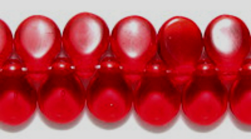  Pip Beads, Transp Ruby Red 5x7mm, 50 Czech glass, flower petal drop - $2.75