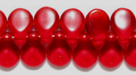 Pip Beads, Transp Ruby Red 5x7mm, 50 Czech glass, flower petal drop - £2.20 GBP